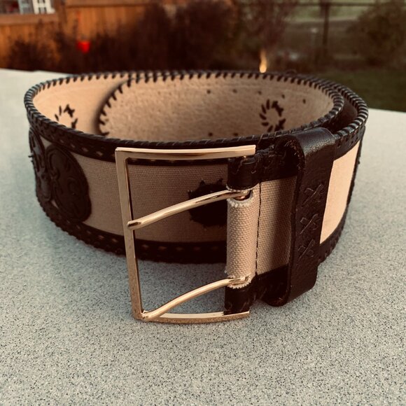 Wide Statement Brown Braided Leather Canvas Boho Chic 70s Hippie Corset Belt - Picture 6 of 13